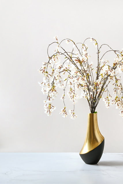 Slanted Vase with Hanging Cherry Blossoms