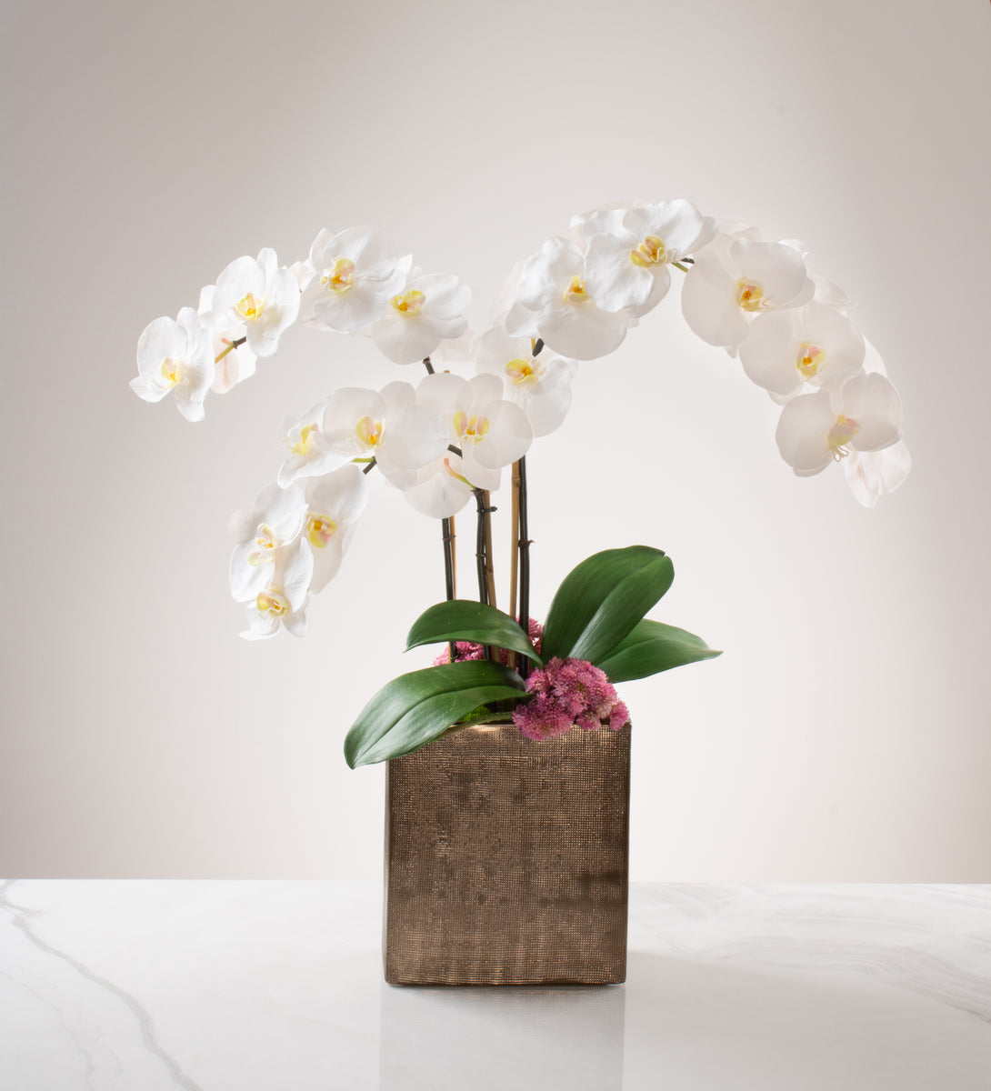 Artisanal Orchids White Fauxever Florals