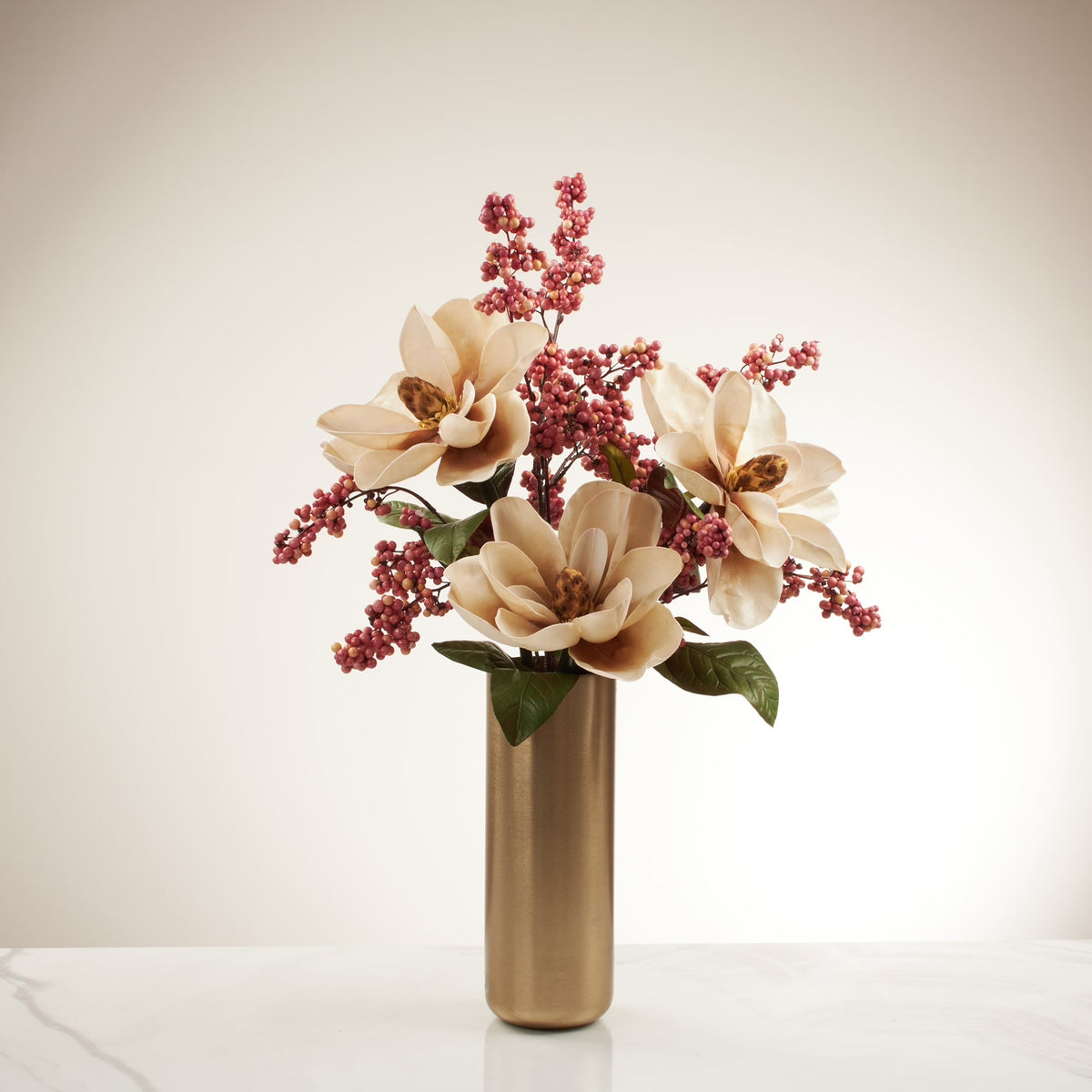 Magnolias and Winter Berries Fauxever Florals