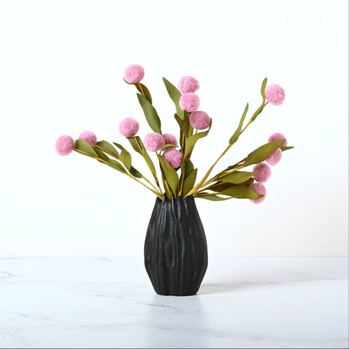 Pouch Vase with Pink PomPom