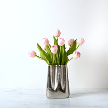 Load image into Gallery viewer, Crinkle Vase with Real Touch Tulips-Pk