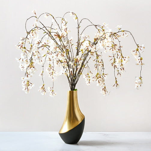 Slanted Vase with Hanging Cherry Blossoms