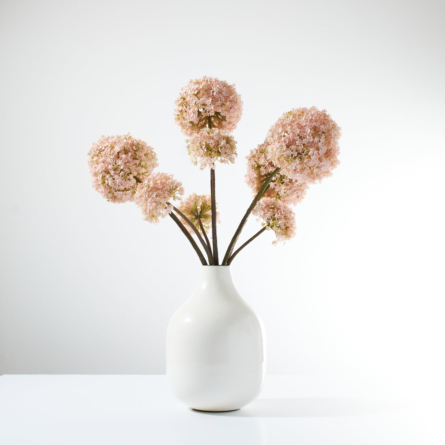 Snowballs in Enamel Vase-Soft Pink