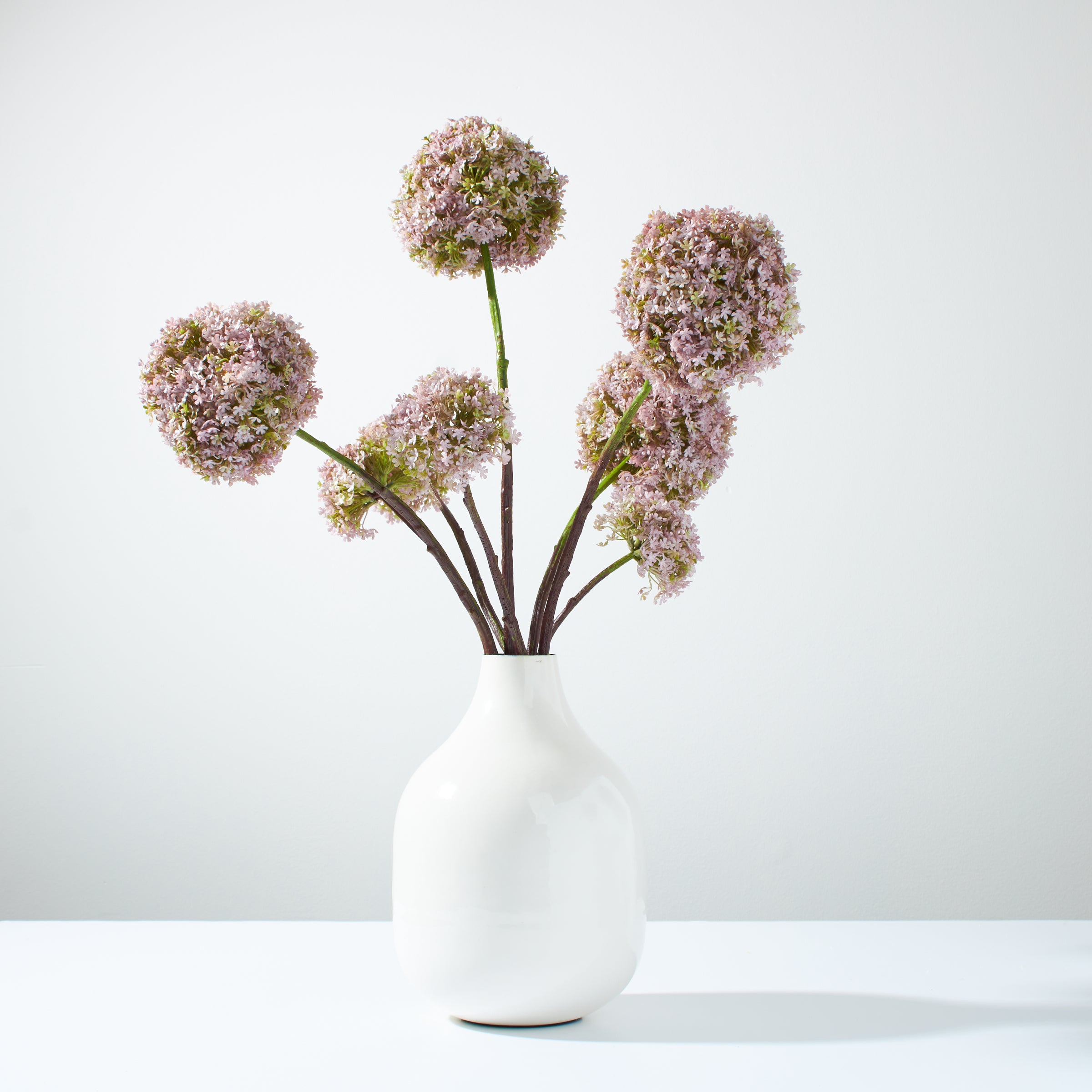 Lavender Snowballs in Enamel Vase