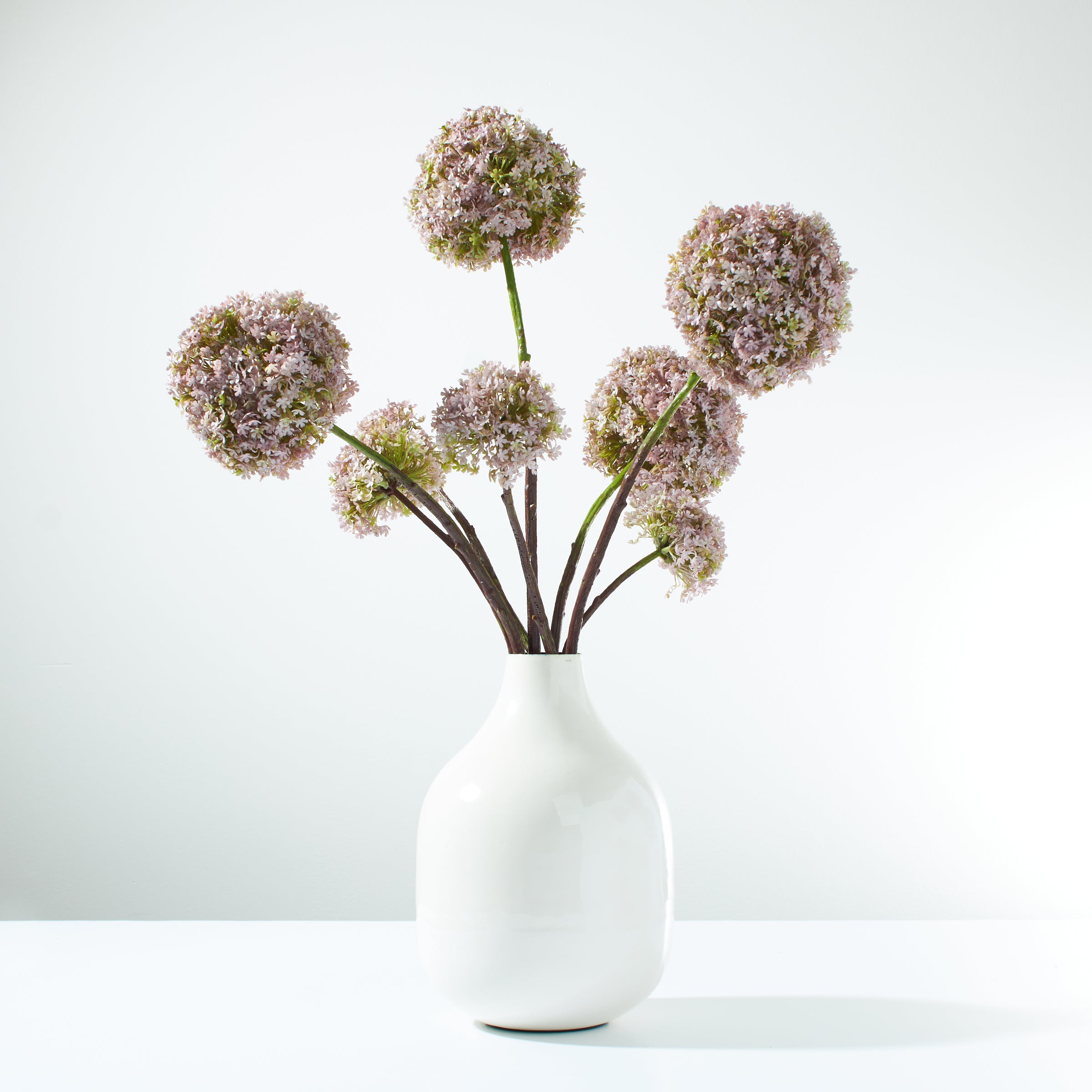 Lavender Snowballs in Enamel Vase